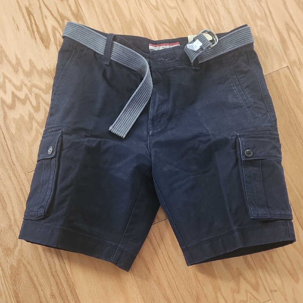 Tommy Hilfiger Dark Blue Cargo Shorts with Belt 34 waist